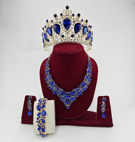 Navy Blue Tiara: Quinceanera, Wedding, Birthday, Coronas para Quinceañera, Prom, Lightweight Crown