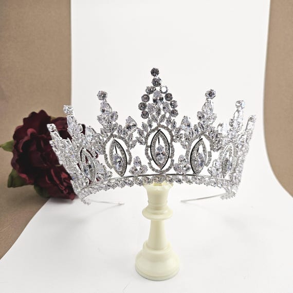Silver Quinceanera Crown: Swarovski Crystals Platinum Plated Tiara