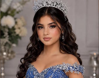 Silver Swarovski Crystal Quinceanera Crown, Silver Bridal Crown, Silver Corona de 15 Ano, Silver Quinceanera Crown, Swarovski Bridal Tiara