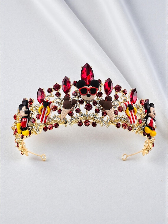 Disney Inspired Mickey Crown, Red and Gold Crown Summer Vacation Fun Tiara