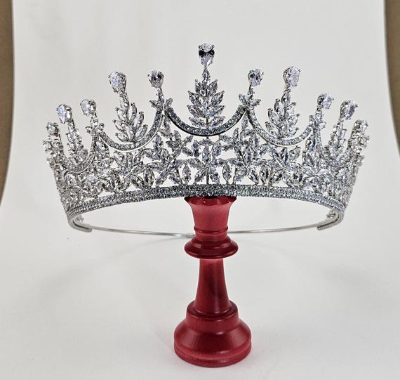 Crystal Zirconia Bridal Crown: Silver Quinceanera Tiara