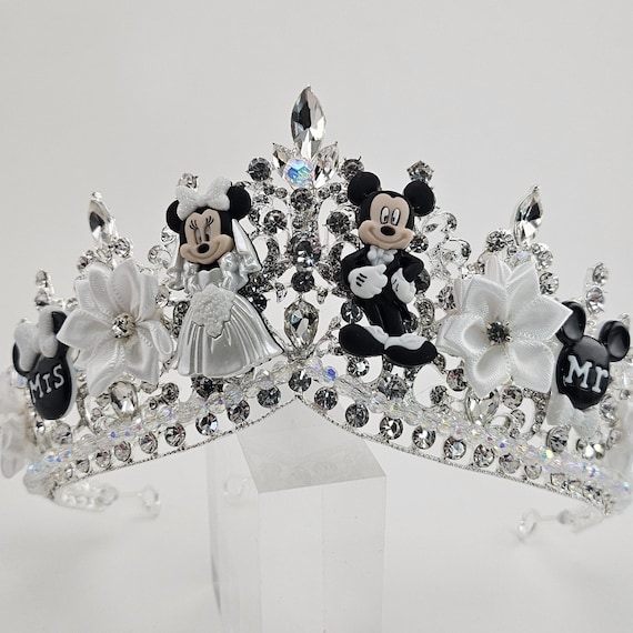 Disney Inspired Wedding Tiara, Mickey and Minnie Disney Honeymoon Tiara, Disney Fairytale Wedding Jewelry, Disney Tiara Mickey Wedding Crown