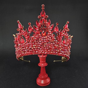 Red Royal Queen Crown – Tall Quinceañera Tiara