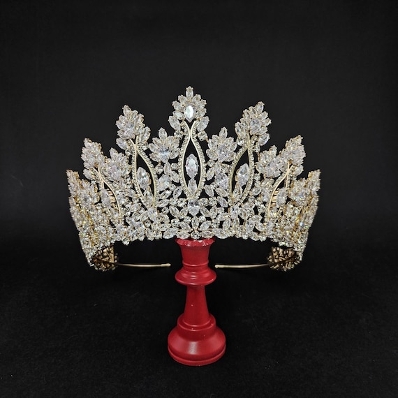 Swarovski Crystal Gold Birthday Crown, Bridal Tiara