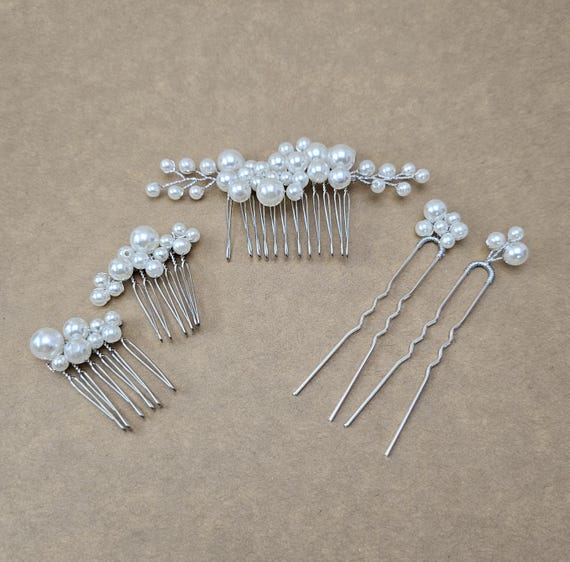 Pearl Bridal Hair Comb & Pin Set: Wedding Hair Accessories