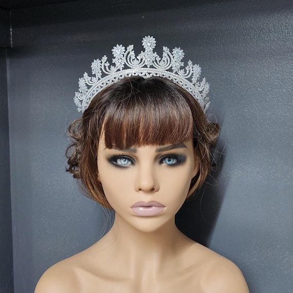 Silver Swarovski Crystal Tiara, Bridal Crown, Quinceanera Birthday Crown, Wedding Jewelry, Crystal Crown