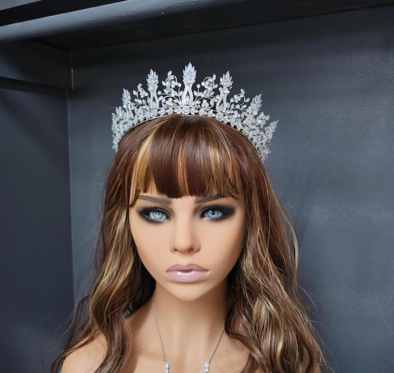 Bridal Tiara * Swarovski Crystal Wedding Crown * Silver Floral Bridal Crown