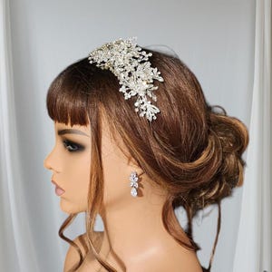 Floral Bridal Headband, Crystal Bridal Hairpiece, Wedding Headband, Wedding Hair Accessory, Crystal Headpiece, Crystal Bridal Headband~6592