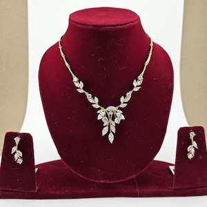 Gold Swarovski Crystal Luxury Flower Diamond/Crystal Necklace, Bridal Necklace Set, Bridal Jewelry, Statement Necklace, Mother of the Bride