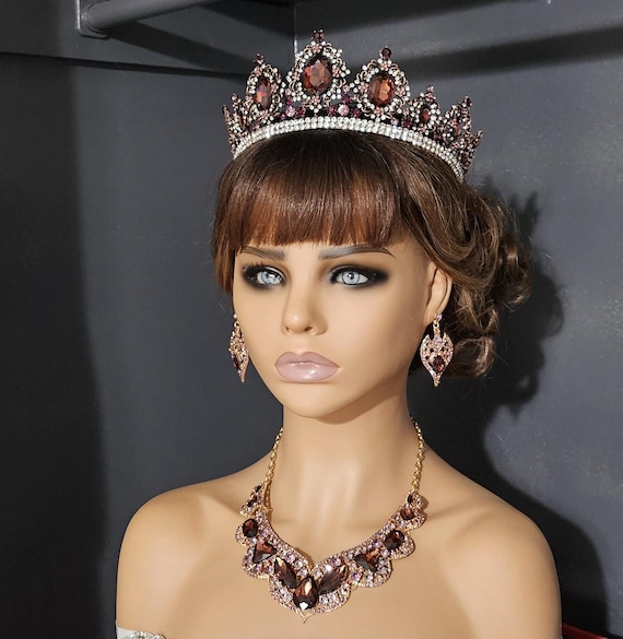 Dark Red Quinceanera Tiara, Maroon Wedding Crown, Burgandy Bridal Headpiece