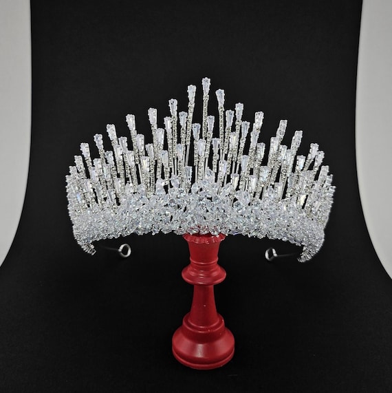 Swarovski Crystal Bridal Tiara: Silver Quinceanera Crown, 3" High