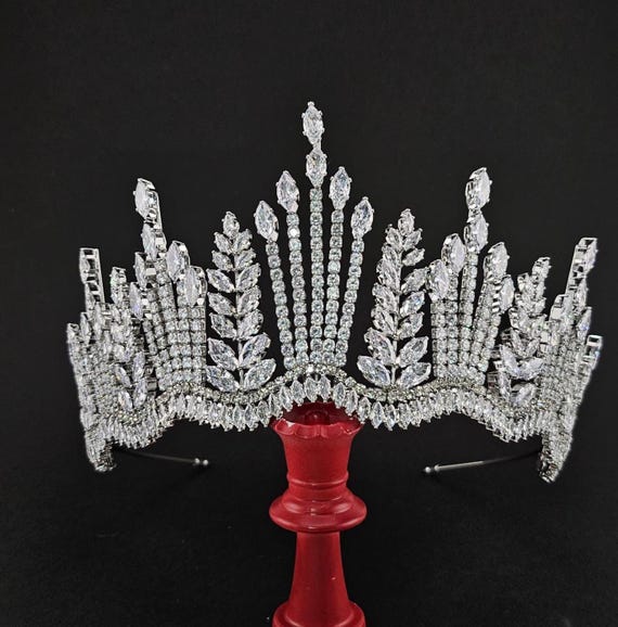 Swarovski Crystal Bridal Tiara: Silver Quinceanera Crown, 3" High