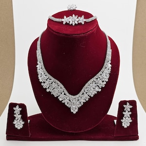 Swarovski Crystal Bridal Jewelry Set - Luxurious Wedding Necklace, Bracelet, Earrings and Ring Set, Statement Wedding Necklace, Gift For Her