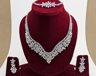 Swarovski Crystal Bridal Jewelry Set - Luxurious Wedding Necklace, Bracelet, Earrings and Ring Set, Statement Wedding Necklace, Gift For Her