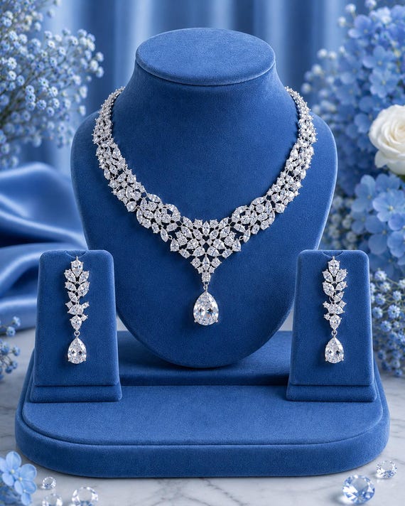 Swarovski Crystal Luxury Bridal Tiara, Wedding Headpiece, Quinceanera Crown, Glamourous Wedding Necklace Set