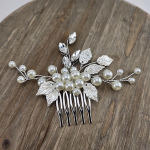 Silver Pearl Bridal Comb: Crystal Wedding Hair Accessory