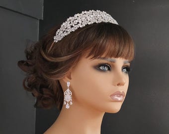 House of CB Silver Crystal Tiara Headband Amazon.com: COCIDE Tiara Crystal Crowns Rhinestone Crown  main image 3