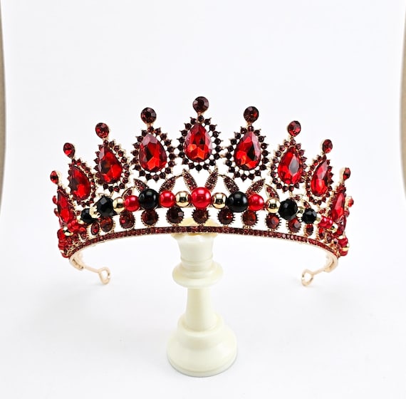 Red & Gold Quinceanera Tiara, Custom Bridal Crown