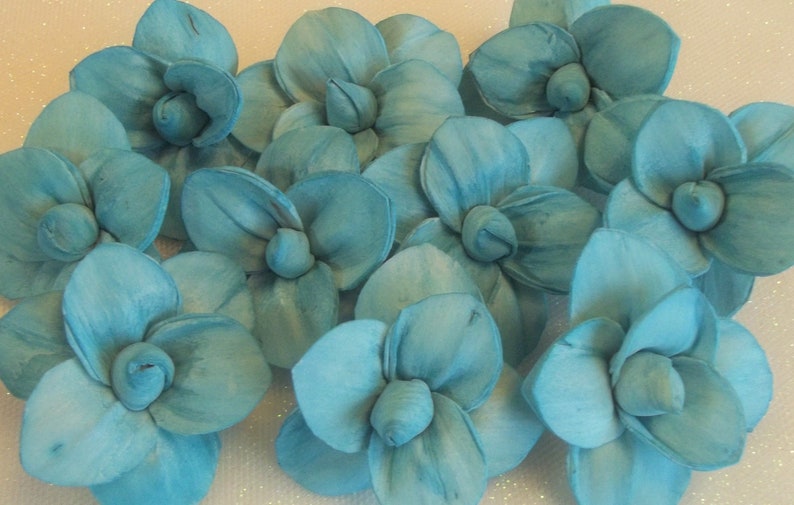 Set of 10 Sola Wood Flowers Lily 2 size Desert Turquoise Painted Wedding Flowers Home Decor Bouquet Crafts Sola Wood Evan