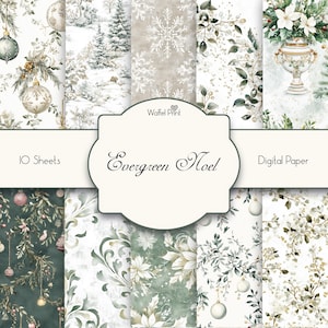 Zestaw wzorów Evergreen Noel Seamless - Vintage Christmas - Zieleń i złoto