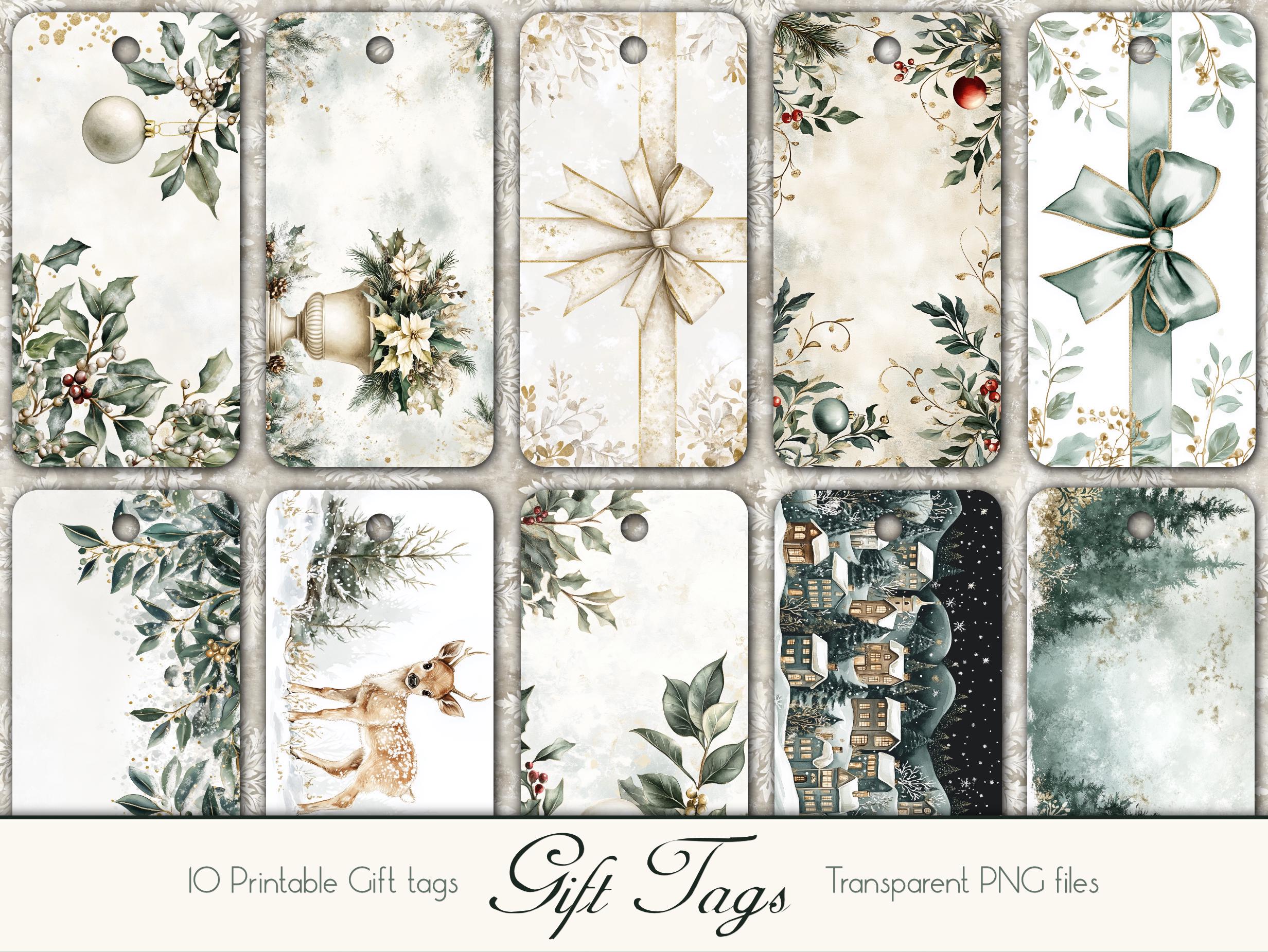 Vintage Christmas Gift Tags – Forest Green, White & Gold Set - Etsy