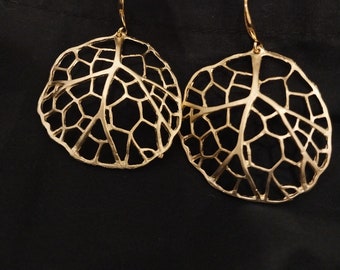 Gold Jewelry; Gold Earrings; Leaf Earrings; 18K Gold-Plated Large Vine Earrings