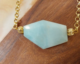 Jewelry; Gemstone Jewelry;  Amazonite;  Gemstone Necklace; 24K gold vermeil accents, Amazonite jewelry