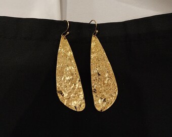 18K Gold Plated Hammered Earrings; Gold Earrings; Hammered Gold Earrings