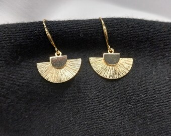 18K Gold-Plated Fan Earrings; Gold Earrings; 18K Gold; Gold Jewelry