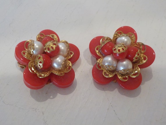 Vintage, Vintage earrings, vintage red, vintage c… - image 3