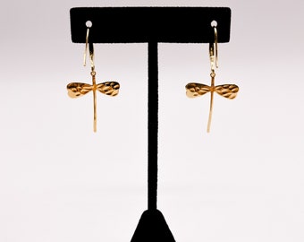 Dragonfly 18K Gold Plated Earrings; Dragonfly Earrings; 18K Gold Plated; Earrings; Gold Earrings