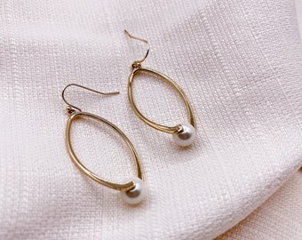 18K Gold-Plated Single Pearl Earrings