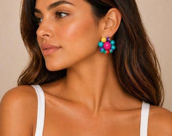 Vintage Multi-Color Clip on Earrings