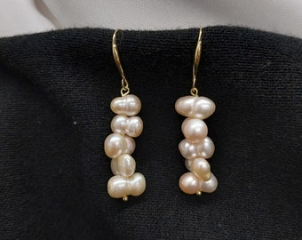 Genuine Pearl Earrings on 18K Gold-Plated Ear Wires; Genuine Pearls; Cultured Pearls