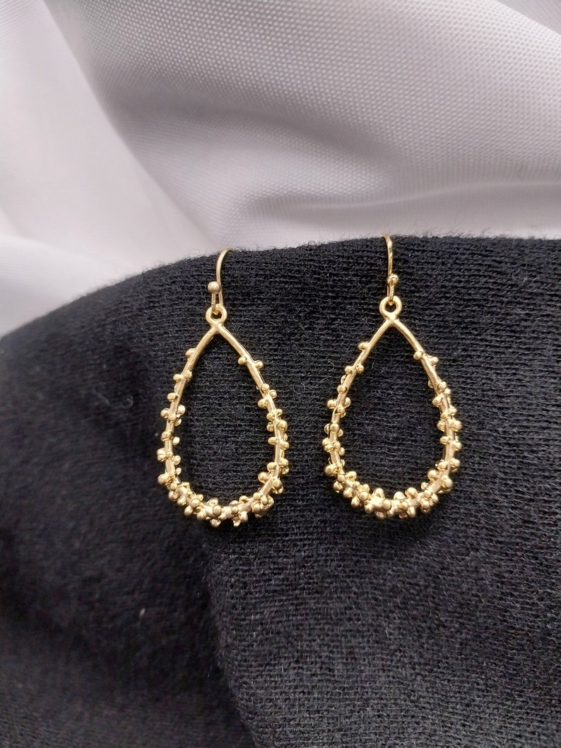 Jewelry Gold Earrings Gold Jewelry 18K Gold-Plated Bubbles Teardrop Earrings image 1