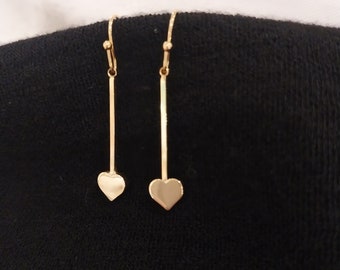 18K Gold-Plated Heart Earrings; Heart Earrings; Gold Earrings
