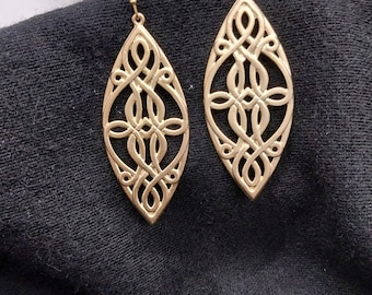 18K Gold-Plated "Charleston" Scroll Earrings; Gold Charleston Earrings; Gold Earrings