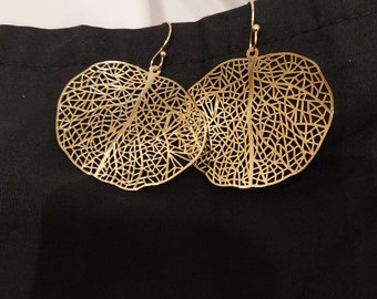 18K Gold-Plated Large Spider Web Earrings; Large Gold Earrings; Gold Earrings