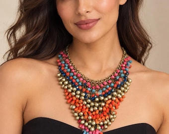 Vintage Multi-Color Bib Necklace