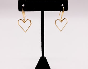 Heart Earrings, 18K Gold-Plated Heart Earrings, Gold Hearts, Gold Earrings