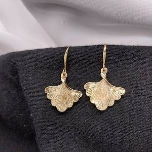 Gingko Earrings; 18K Gold-Plated Earrings; Gold Gingko Earrings