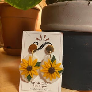 Boucles d’oreilles tournesols - Bijoux faits main en argilepolymère