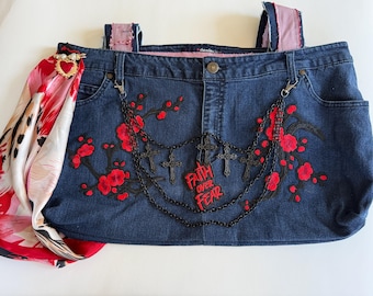 Faith Over Fear Sacred Denim Tote