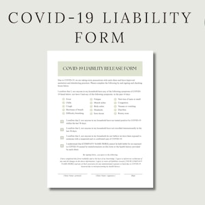 COVID-19 Liability Form, Med Spa Esthetician Template (Digital Download)