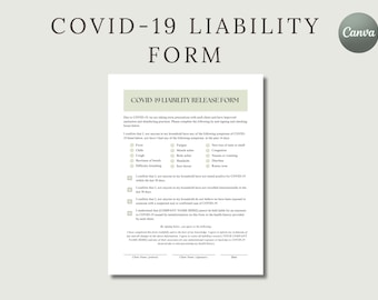 COVID-19 Liability Form, Med Spa Esthetician Template (Digital Download)