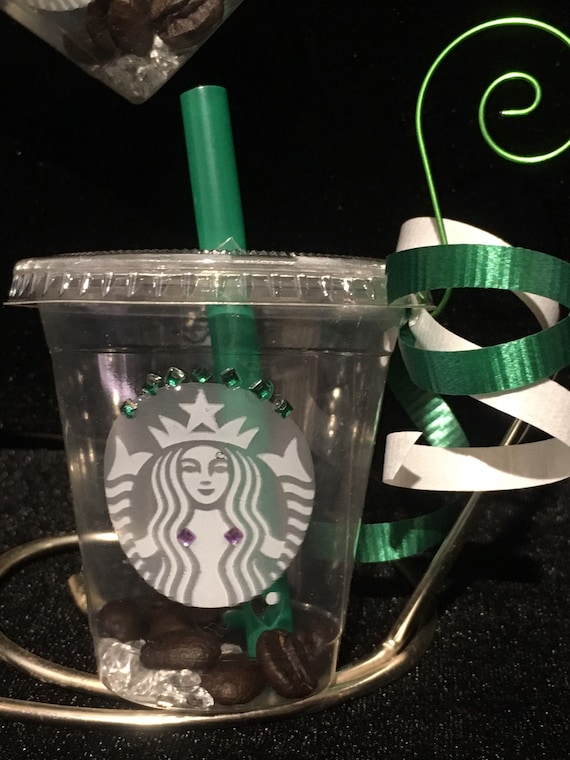 Jeweled Starbucks Iced Coffee Latte Cup Ornament 