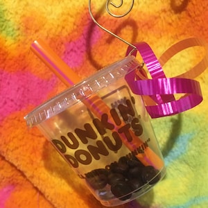 Old Dunkin Donuts ice coffee cup ornament