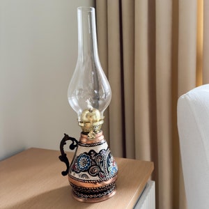 XXL Big Size Vintage Aladdin-Style Kerosene Lamp Handcrafted Pure Copper Oil Lamp