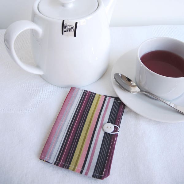 Modern Stripy teabag wallet or business card wallet- Ready to ship standard size - alternative pocket style made to order ideal travel gift