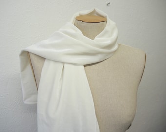 Classic Ivory velvet velour scarf- luxurious pale offwhite cream winter xmas double sided- ready made washable with free shipping in UK